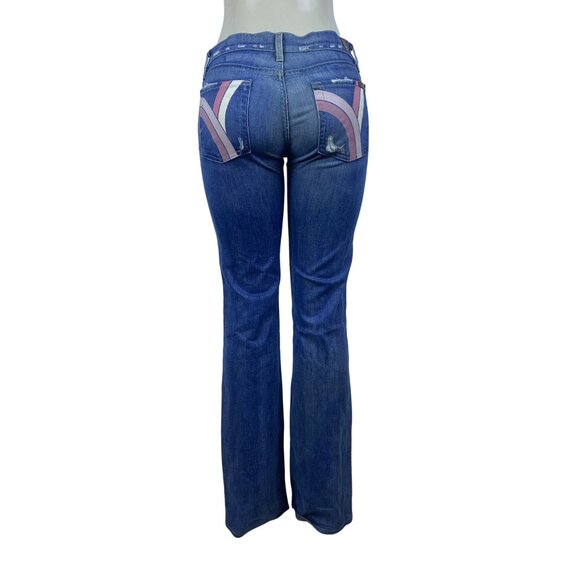 7 For All Mankind Womens Blue Cotton/Elastane Bootcut Jeans Distressed Size 28 - Picture 3 of 10